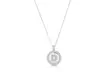 Sterling Silver Crystal Round Disc Initial Pendant Necklace - Second Medium