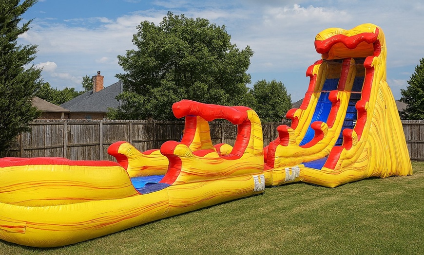 Image 3: 15 Ft Tropical Slide with Mickey Bounce Combo or Flamin' Wave Rental 
