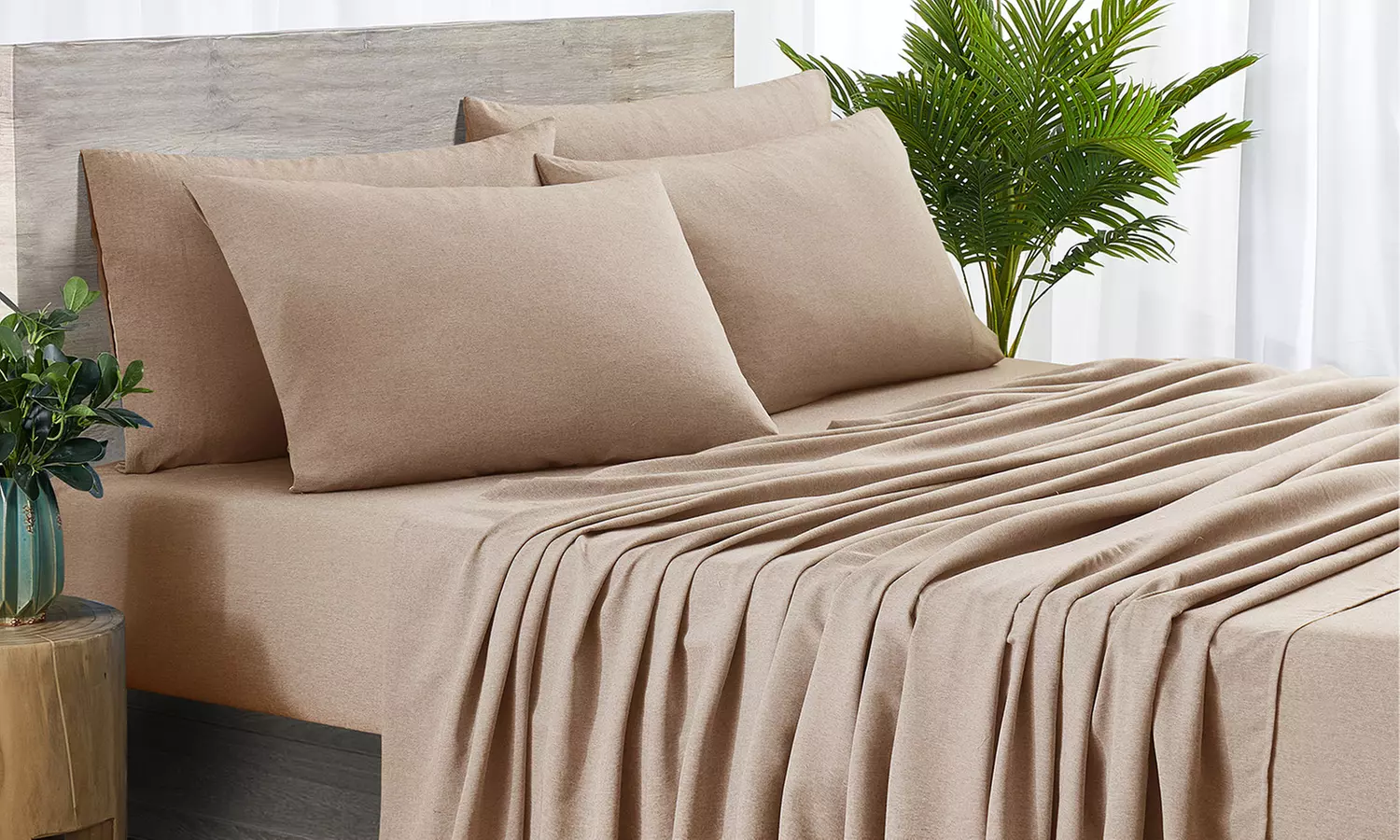 Bamboo 2000 Thread Count 6-Piece Chambray Heathered Sheet Set with SnugGrip