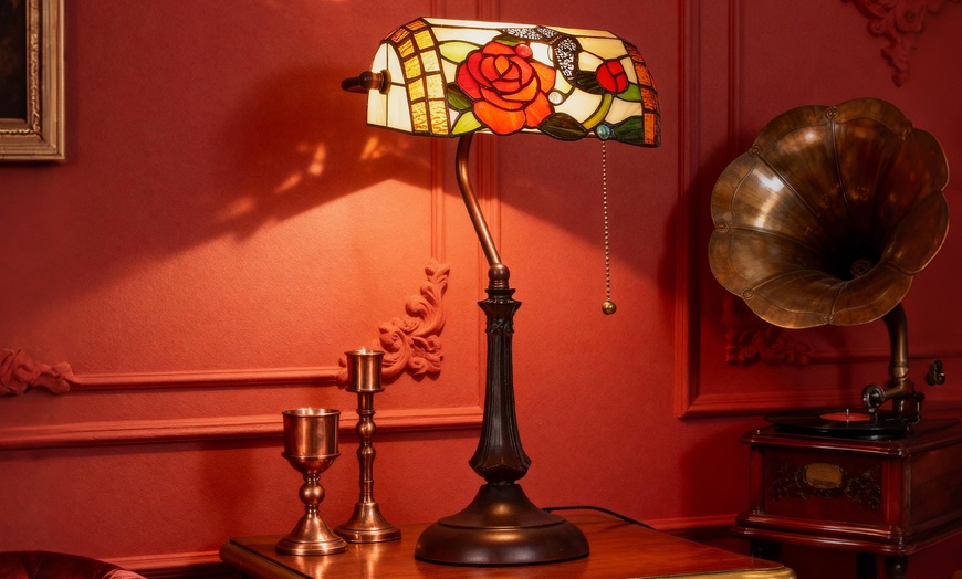 Image 2: HOMCOM Tiffany-Style Stained Glass Table Lamps