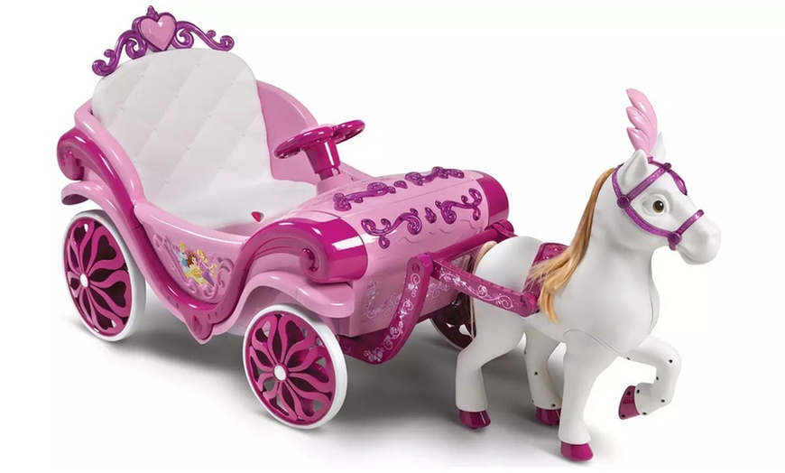 Image 2: Disney Princess 6v Electric Ride-on Horse & Carriage 