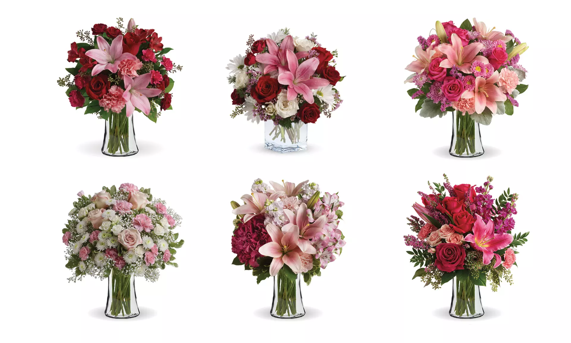 Choice of 6 Stunning Valentine's Day Floral Bouquets with Vase & Standard Delivery Included - Up to 16% Off