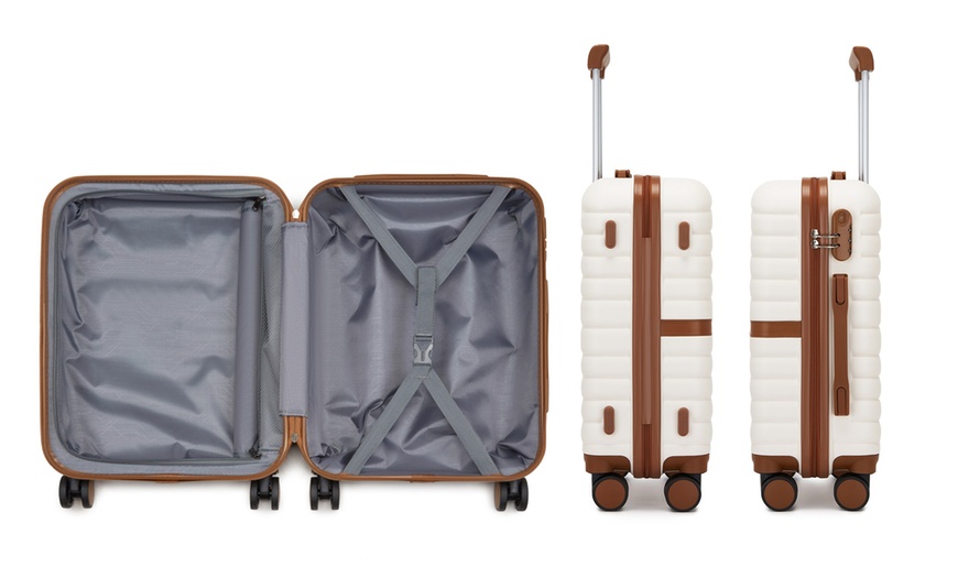 Image 11: KONO Stylish Stripe Design Suitcase with Spinner Wheels