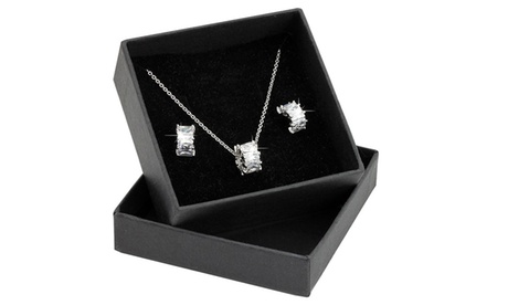 Set de 2 ou 4 pendentifs baguette en cristal avec collier