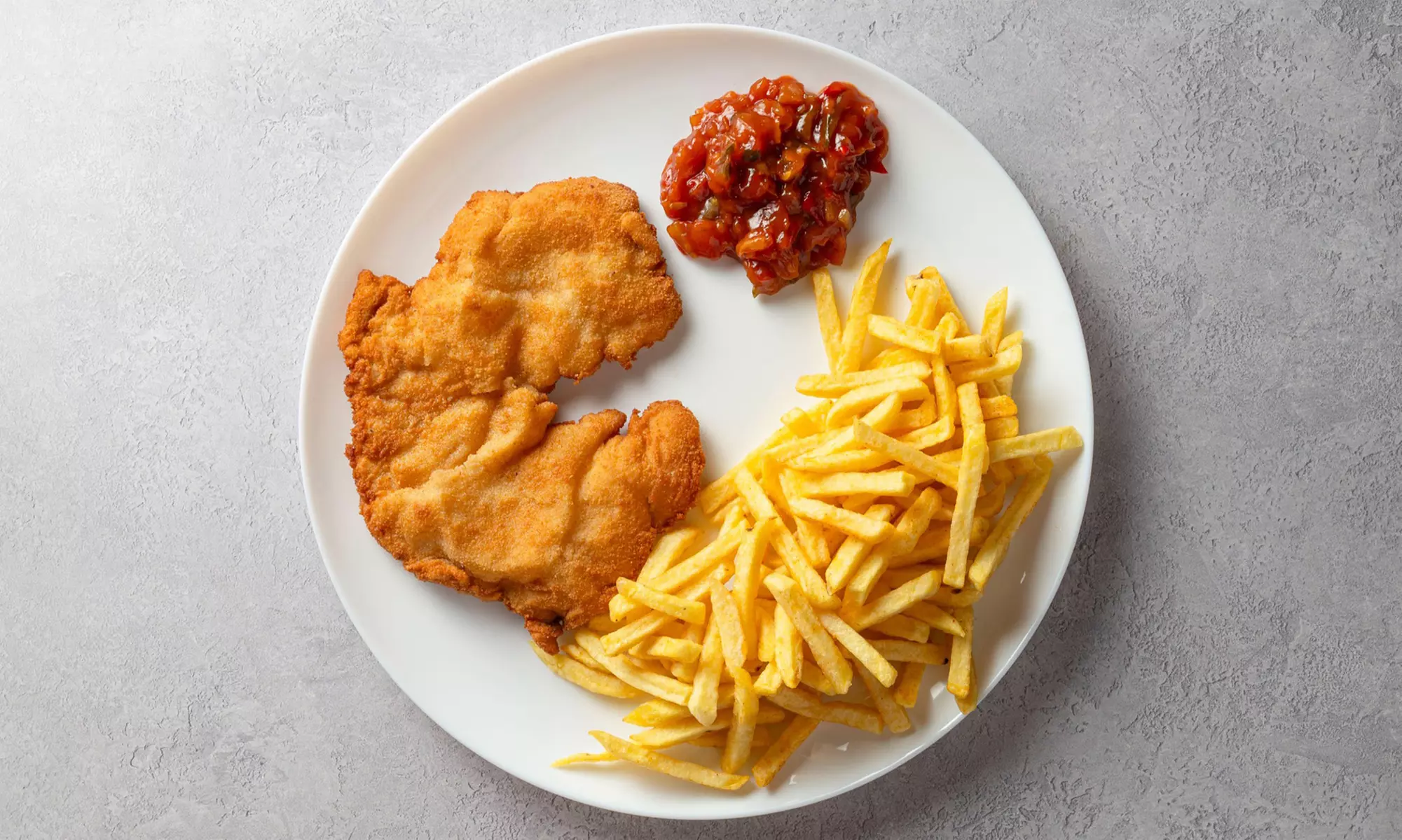 Schnitzel-Menü in 3 Gängen mit Suppe, Hauptgang und Nachtisch