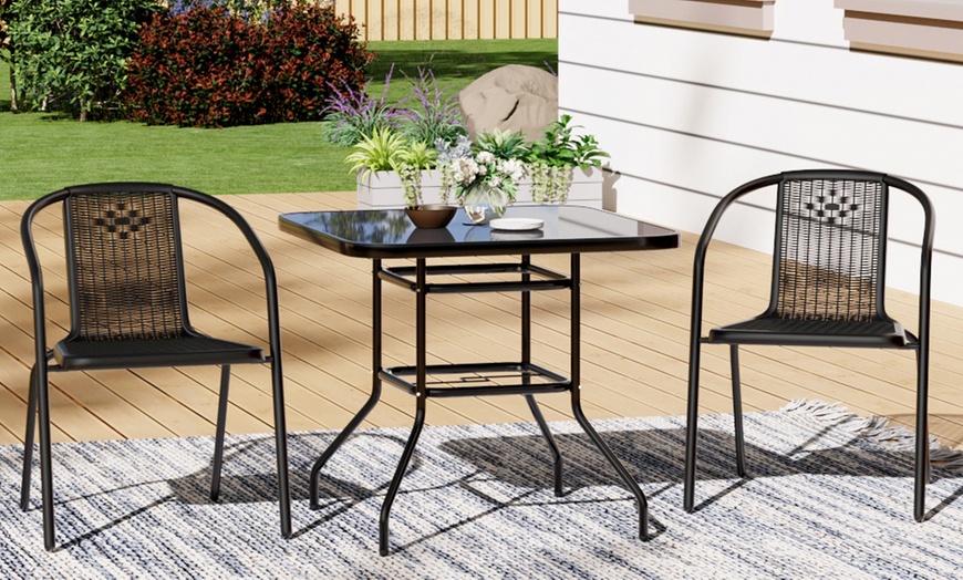 Image 2: Tempered Glass Table with Two Chairs