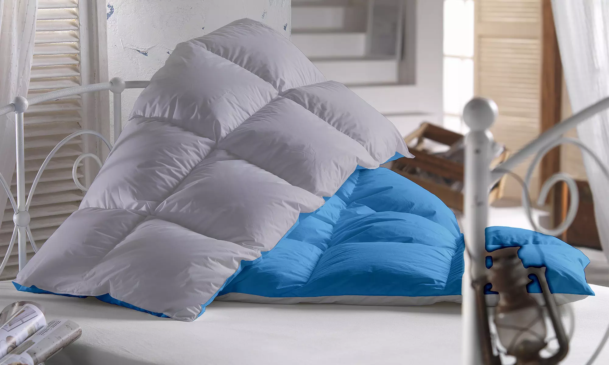 Couette d’hiver réversible avec 90% plumes d’oie