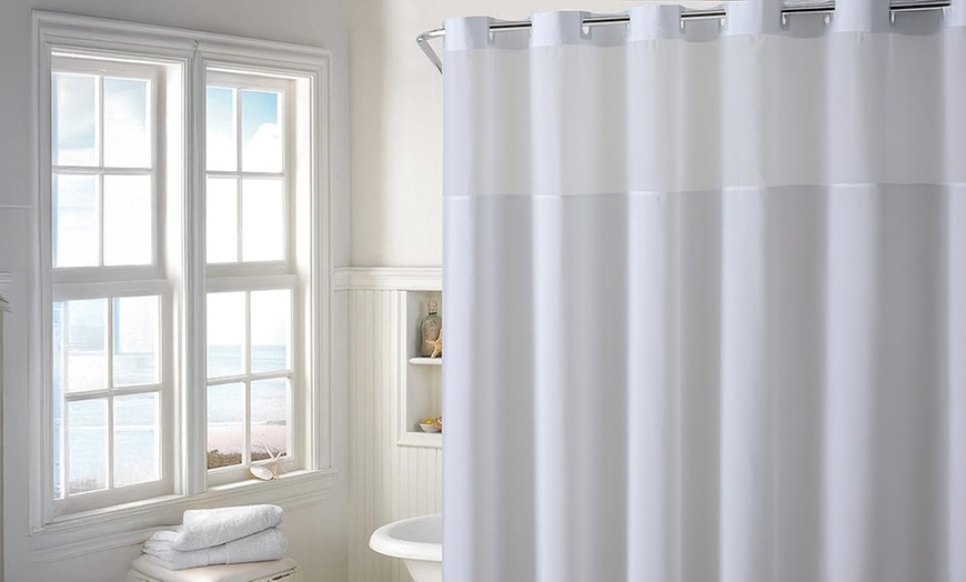 Image 6: Clearance Hookless Quick-Fit Shower Curtain