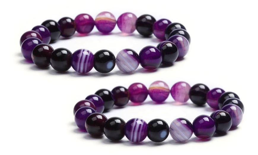 Image 7:  One or Two Violet Agate Stone Bracelets