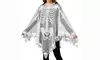 Halloween Costume White Lace Skeleton Poncho for Women