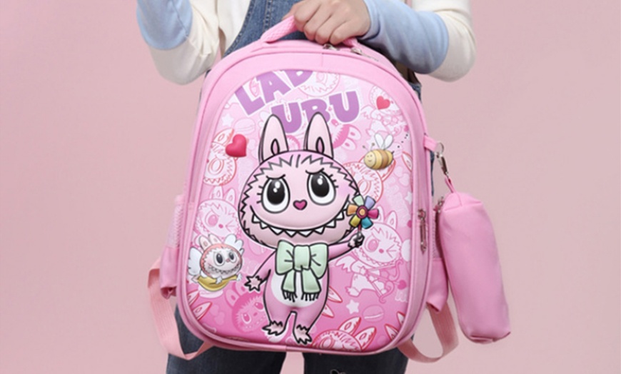 Image 3: Labubu Inspired Kids' Backpack with Pencil Case