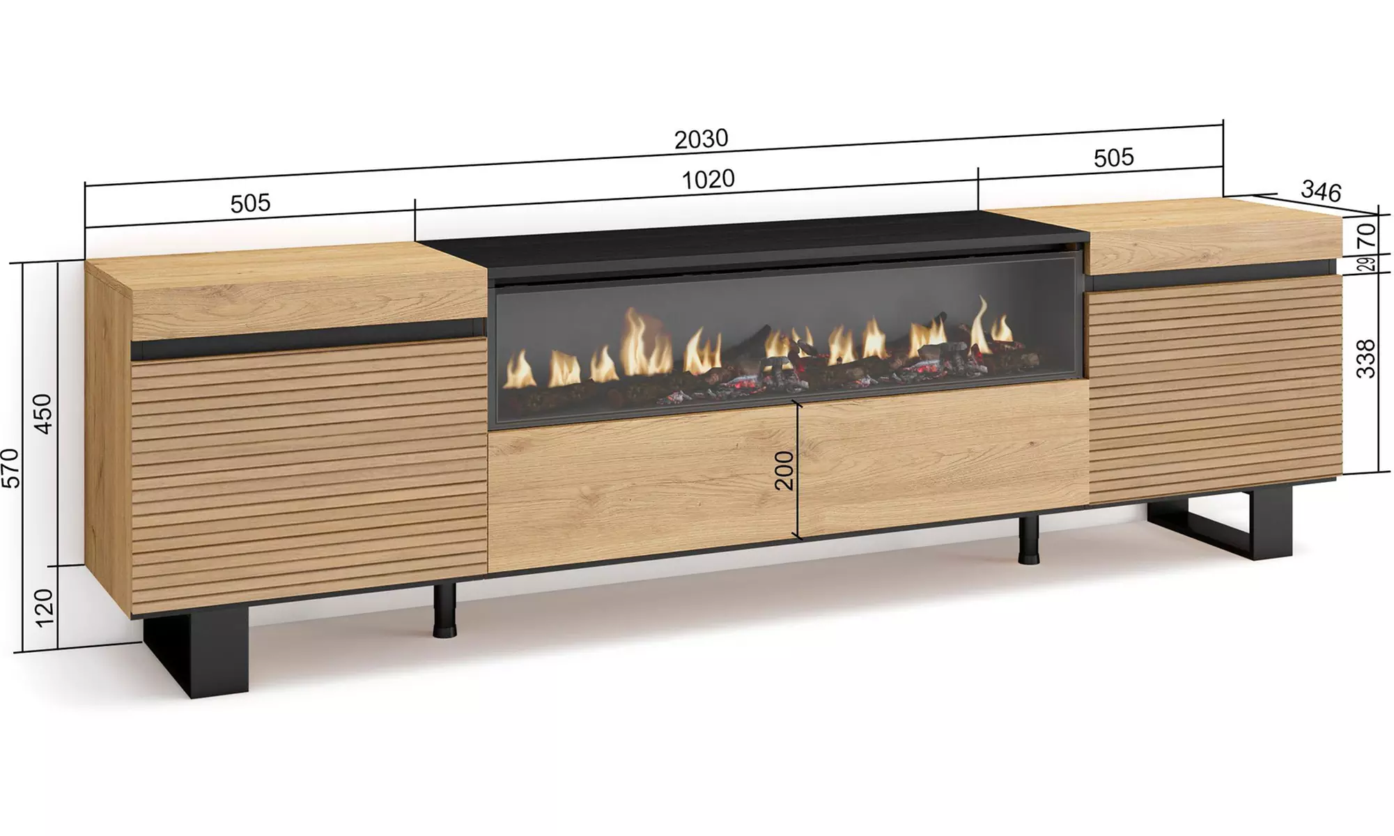Meuble TV avec ou sans cheminée électrique LED
