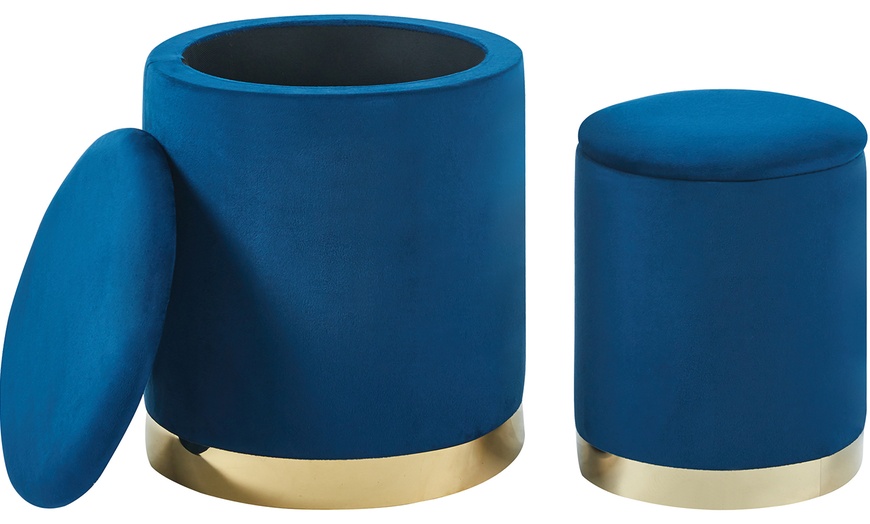 Image 6: Conjunto de pufs de terciopelo