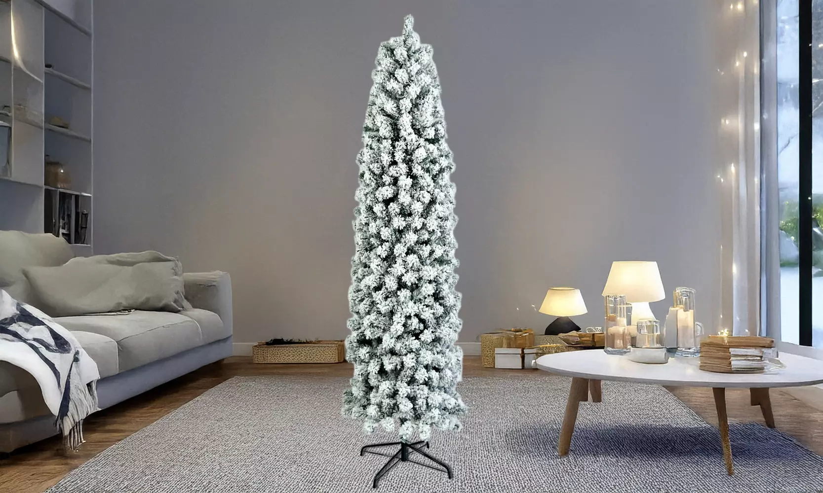 7.5ft Pencil Flocking Christmas Tree - Primary Image