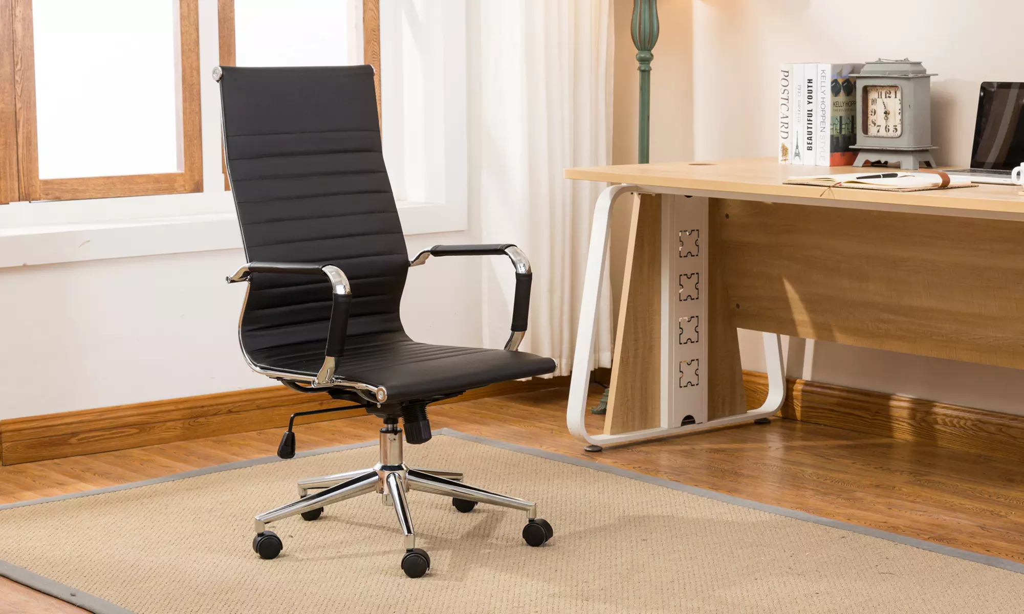 Belleze Aria Ribbed Leather Office Chair - Primary Image