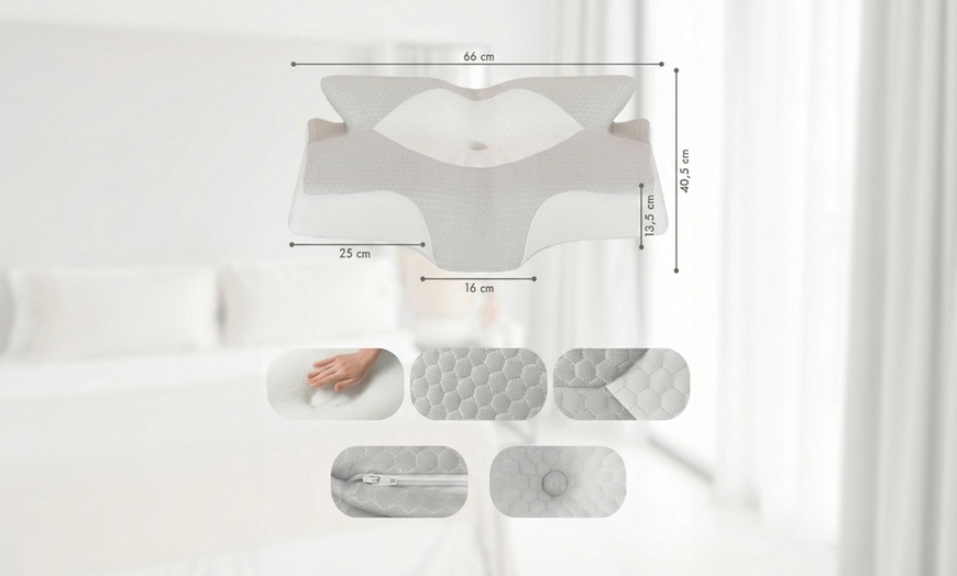 Image 3: Ergonomic Butterfly Shaped Memory Foam Pillow, 6 Support Zones