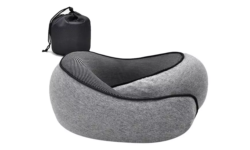 Image 9: Memory Foam Neck-Support Travel Pillow