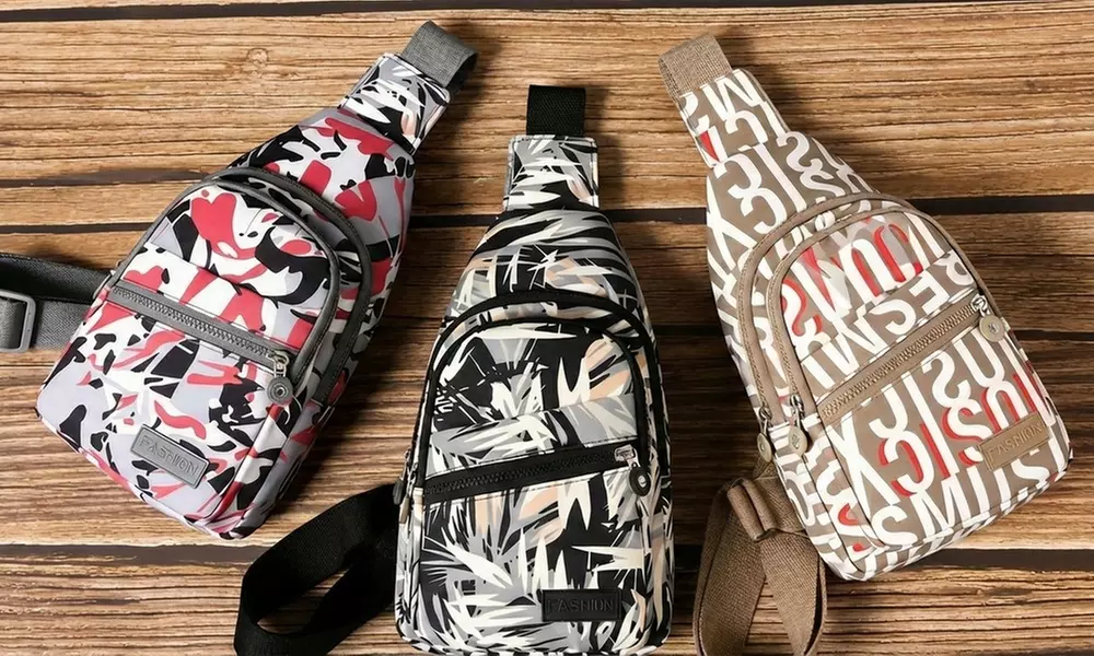 Nylon Chest Sling Bag with Hidden Earphone Port