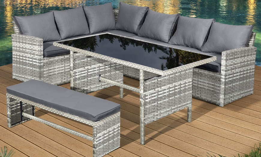 Image 6: Oseasons Seven- or Eight-Seater Rattan-Effect Dining Set