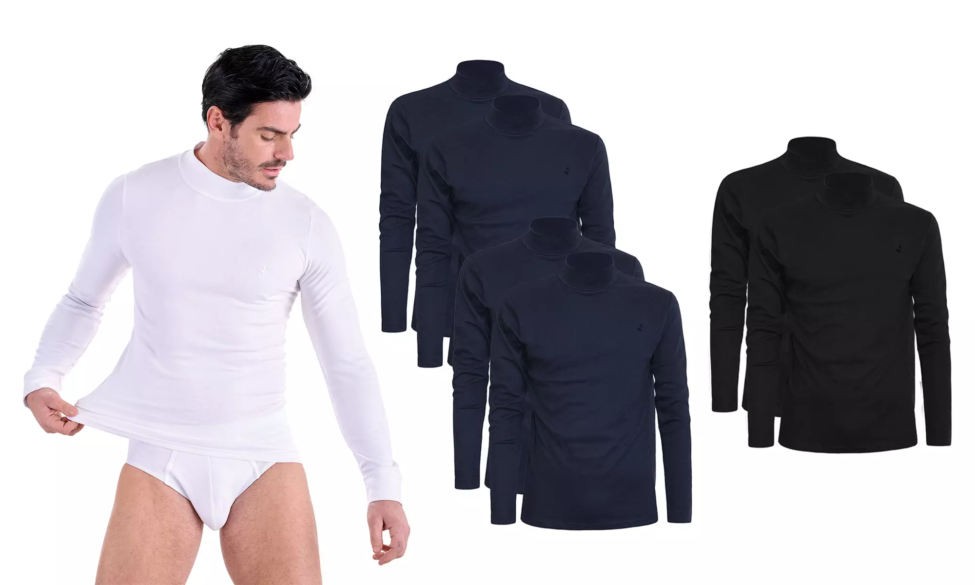 2x oder 4x Langarm-Stehkragenoberteil für Herren