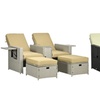 Image 1: Outsunny 5 Piece Recliner Rattan Sun Lounger Set