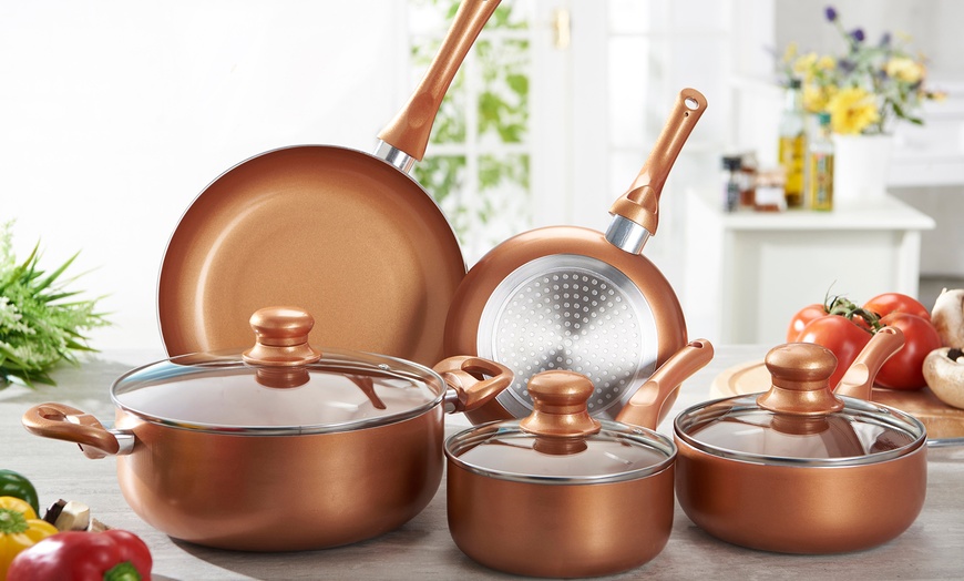 Image 1: Eight-Piece Copper Pan Set 