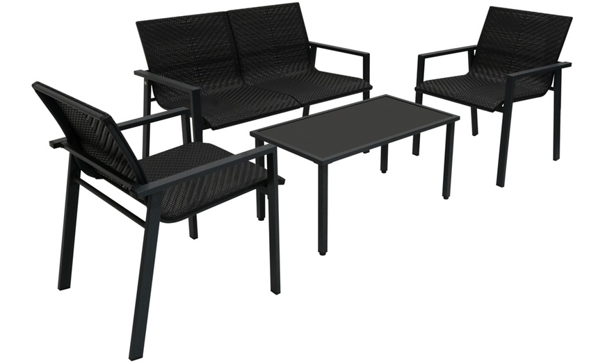 Image 3: Rattan-Effect Patio Furniture Set with Table 
