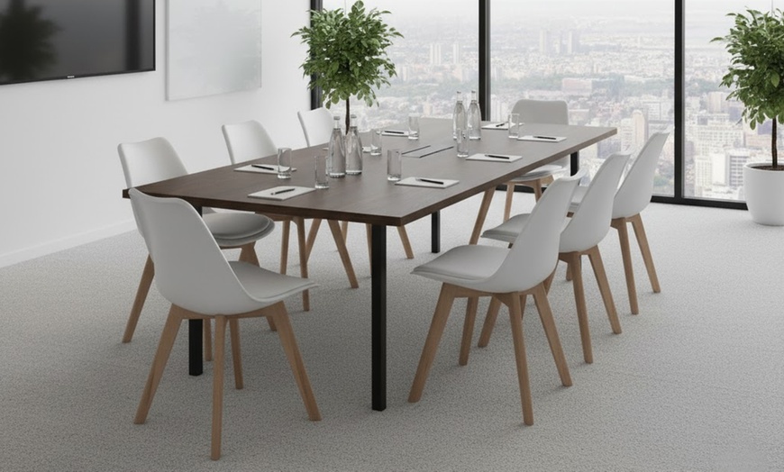 Image 1: Set 4 sedie in ecopelle e legno di faggio