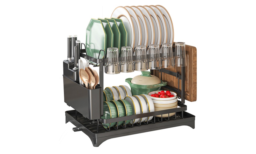 Image 2: Two-Tier Washing Up Draining Rack
