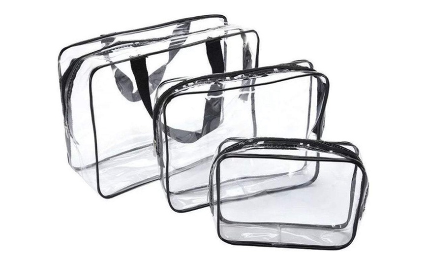 Image 8: One or Two Three-Piece PVC Clear Travel Bag Sets