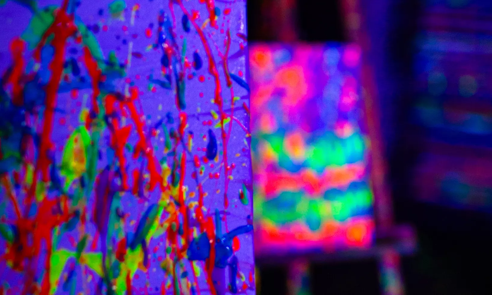 Glow In The Dark Splatter Paint Class for One, Two, or Four People 