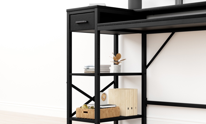 Image 9: Four-Tier Computer Desk PC Laptop Desk Home Office Writing Study Desk