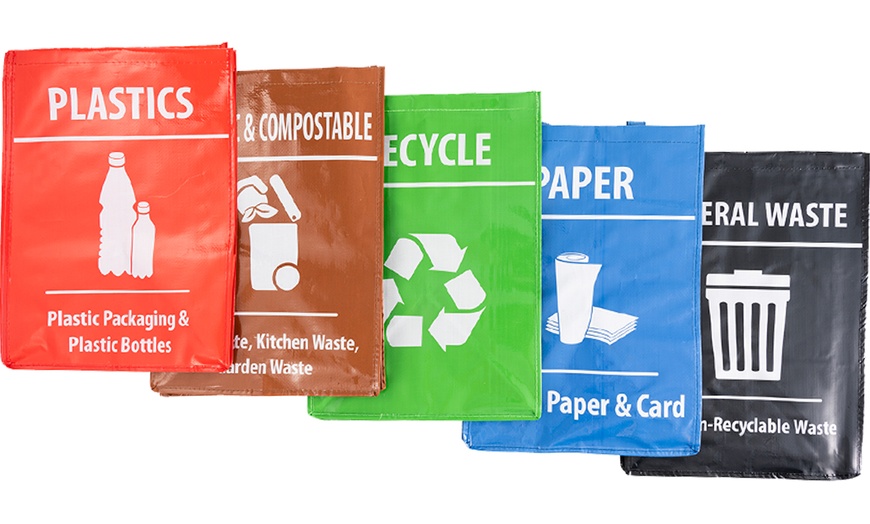 Image 10: Five Packs of Heavy-Duty Recycling Sorting Bags 