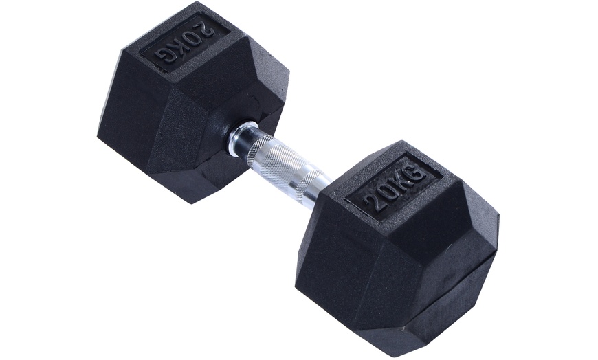 Image 25: Rubber Hexagonal Dumbbells