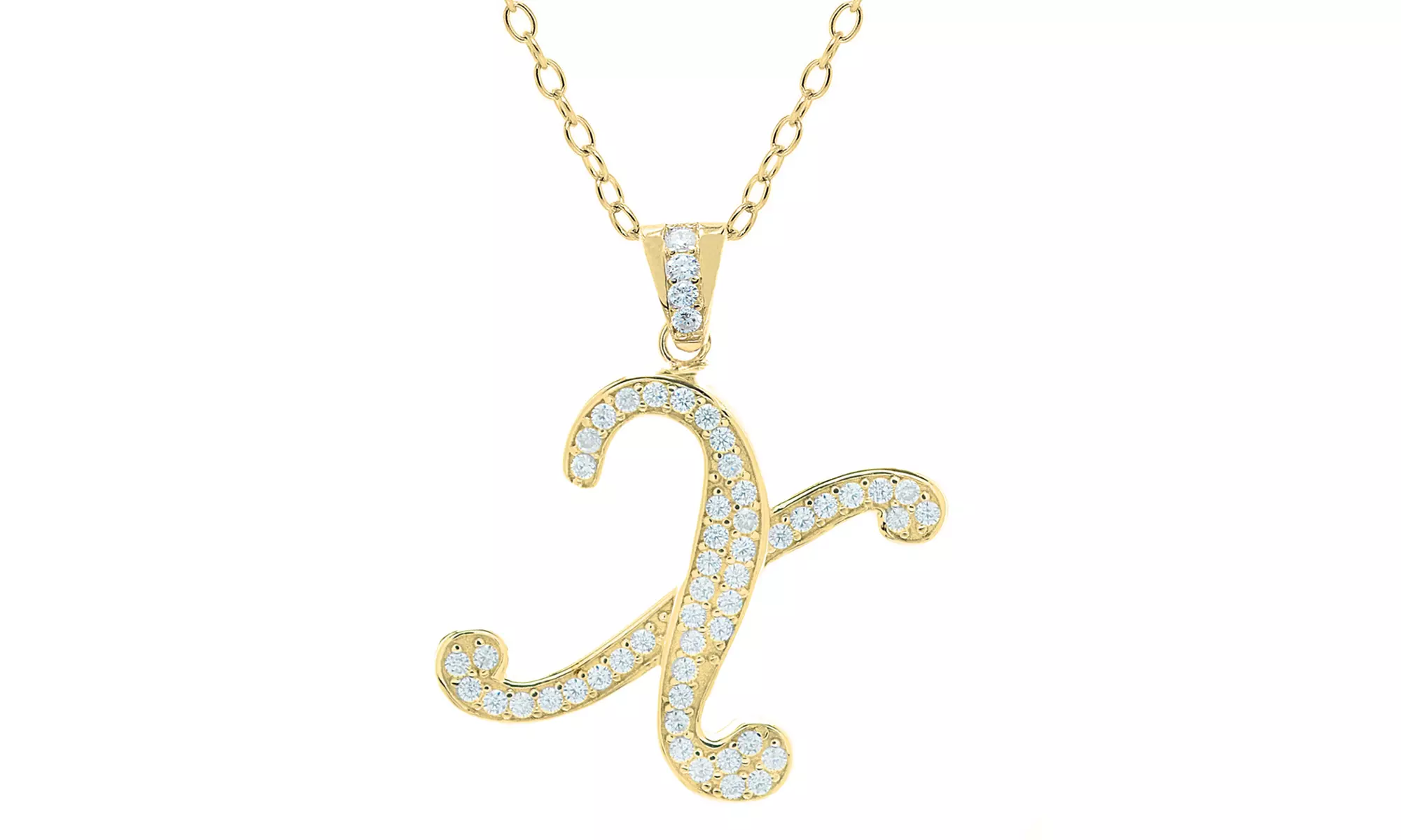 Script Initial Pendant Necklaces in Sterling Silver