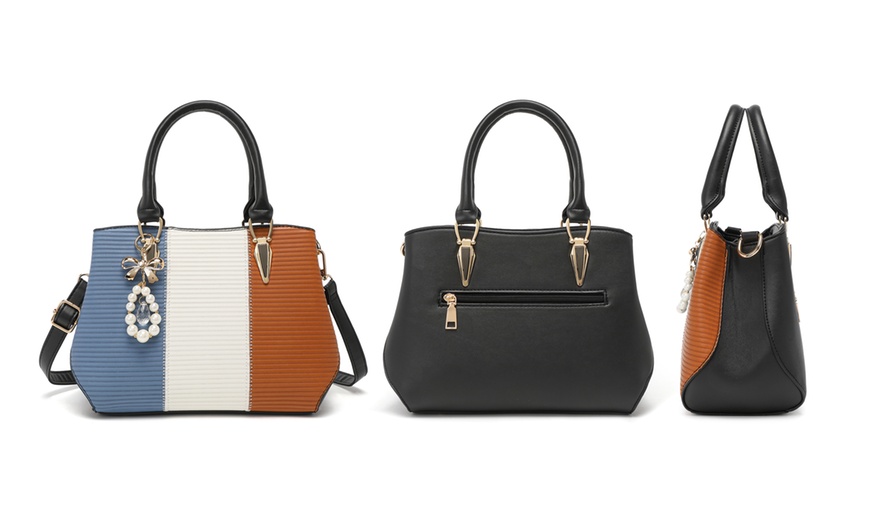 Image 24: Women's Color-block Fashion Tote and Top Handle Handbags