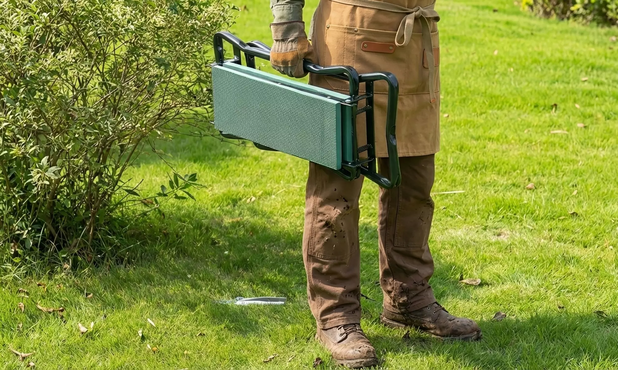 Klappbarer Garten-Kniehocker mit Taschen