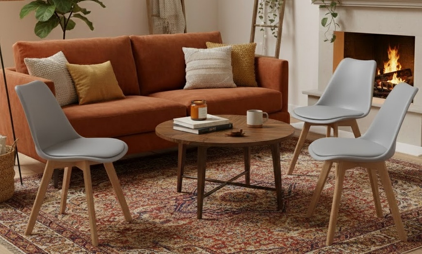 Image 15: Set 4 sedie in ecopelle e legno di faggio