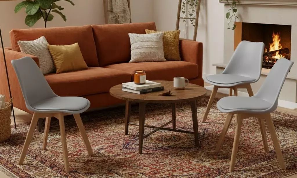 Set 4 sedie in ecopelle e legno di faggio