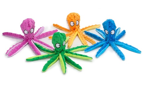 Dog Squeaky Toys Octopus No Stuffing Crinkle Plush Interactive Dog Toys Orange Dog Squeaky Toys Octopus
