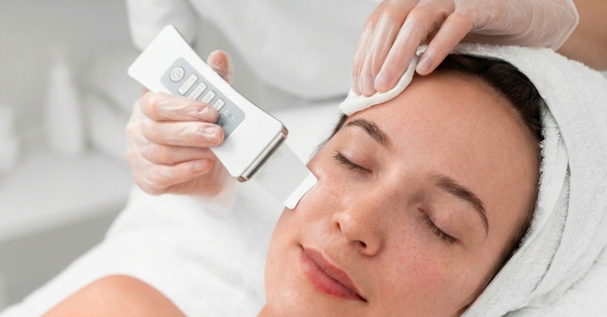 Tratamiento facial con limpieza ultrasónica y LED en Barcelona