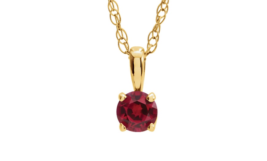 Image 2: 14k yellow gold plated 3 Cttw Round Ruby 18 Inch Necklace.