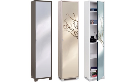 Colonna portaoggetti con specchio, disponibile in 4 colori