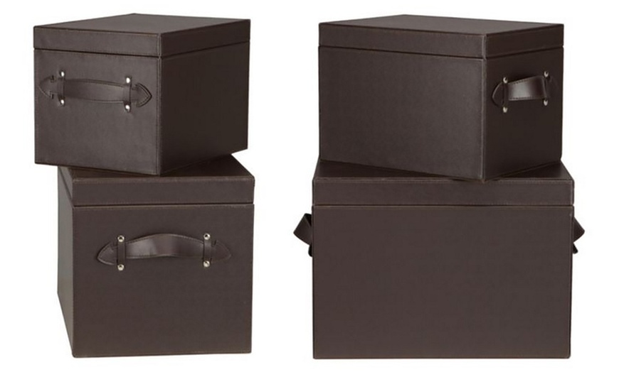 Image 2: Faux Leather Storage Boxes