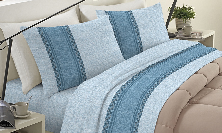 Image 5: Completo lenzuola 100% flanella di cotone Made in Italy
