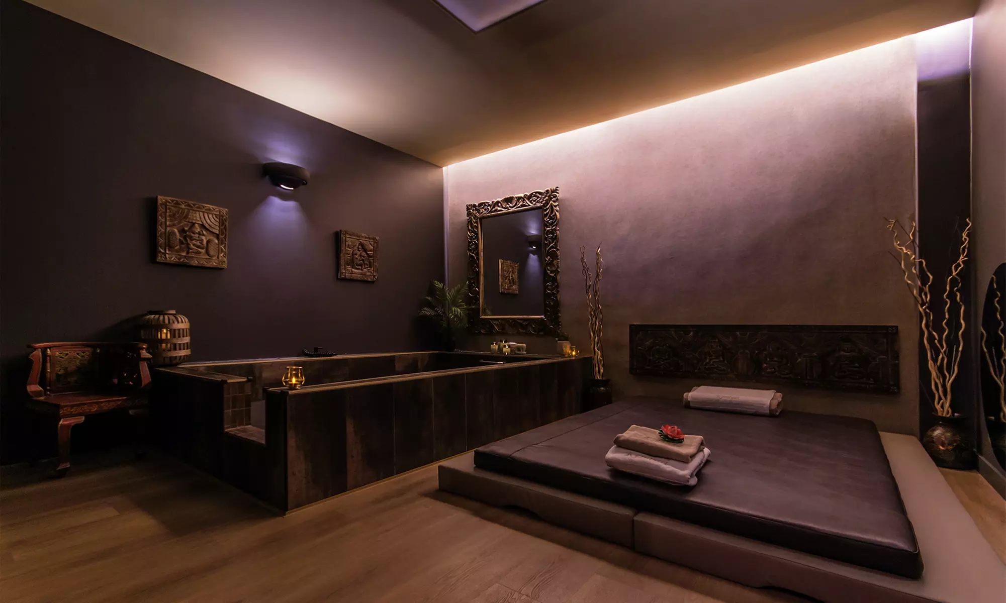 Ritual en pareja con hidromasaje, sauna, cava y bombones en privado