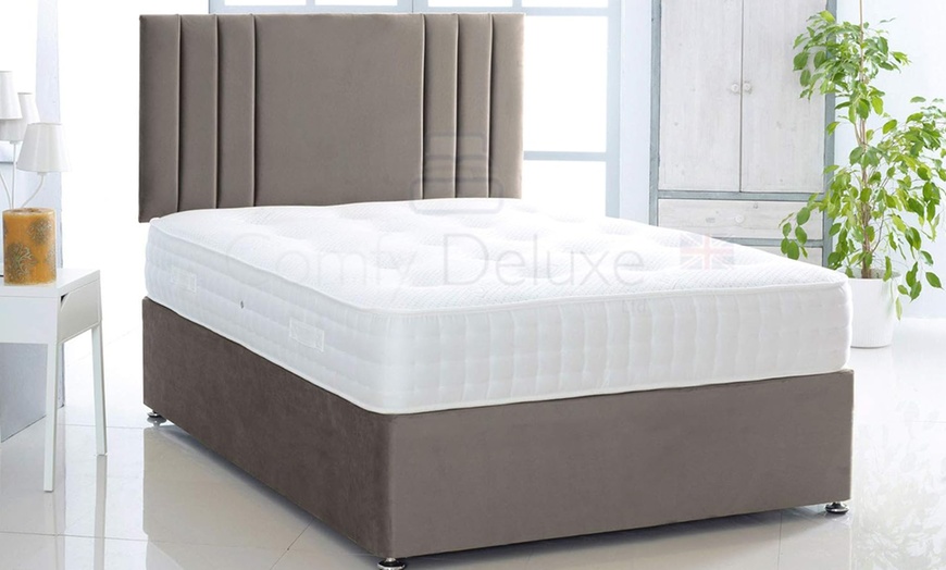 Image 13: Plush Velvet Ottoman Gas Lift Bed with Memory Spring Mattress

