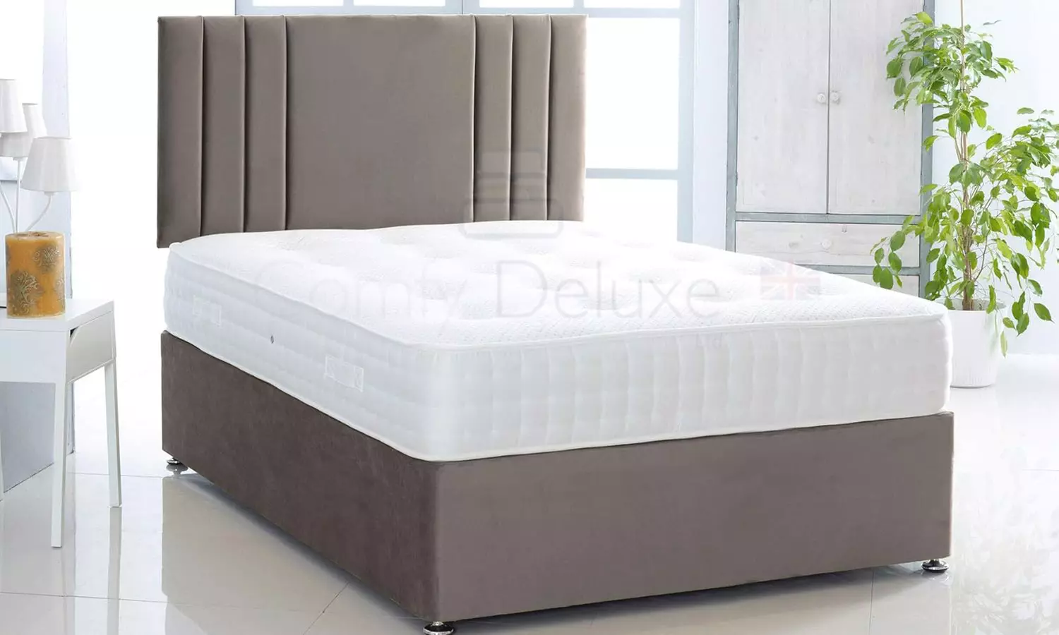 Plush Velvet Ottoman Gas Lift Bed with Memory Spring Mattress