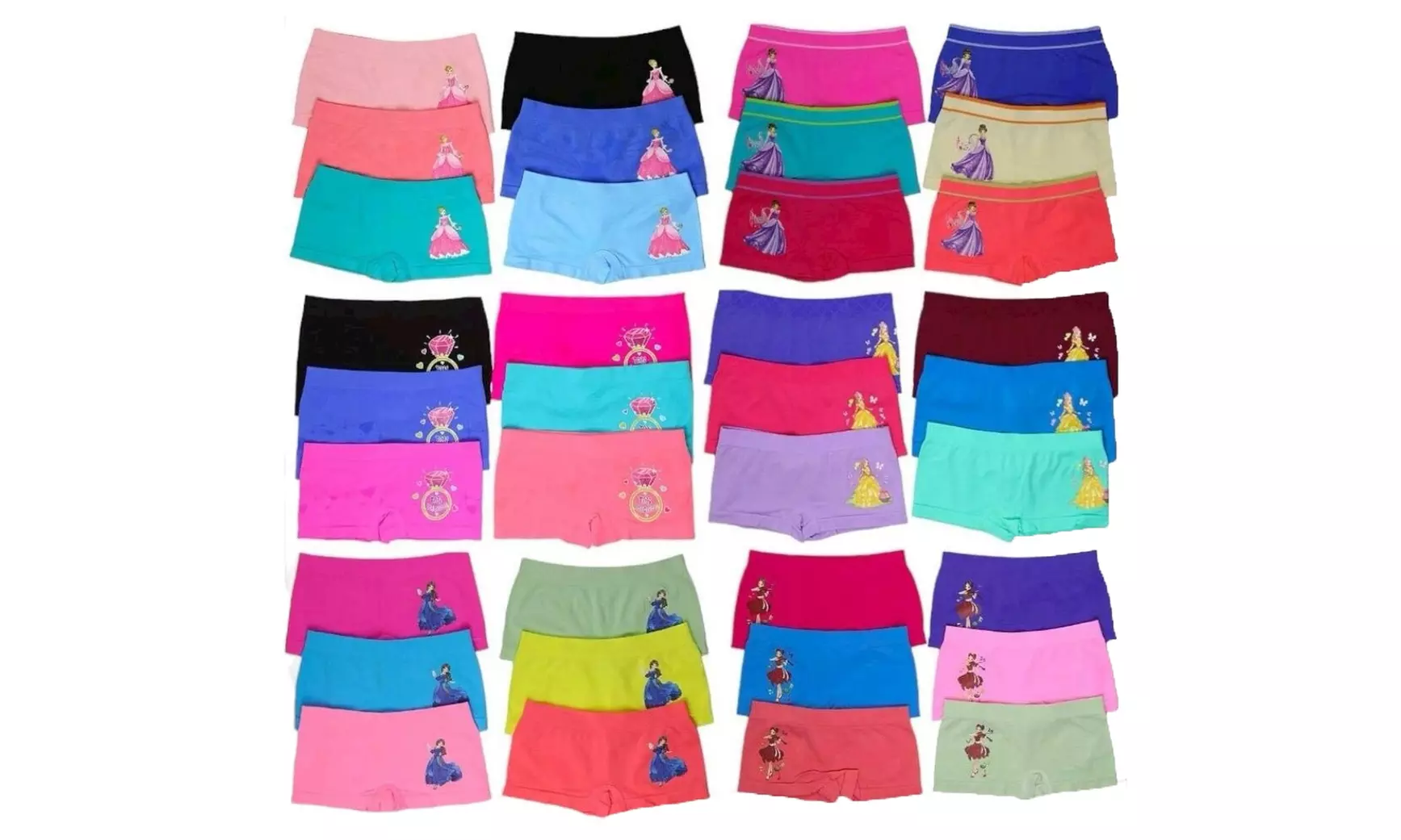 Girl's Pack Of 6 Or 12 Assorted Microfiber Boyshorts Underwear Panties