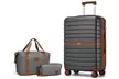 KONO 1 or 3-Piece Grey Brown PC Luggage and Travel Bag Set 3-Digit Combination Lock - Second Medium